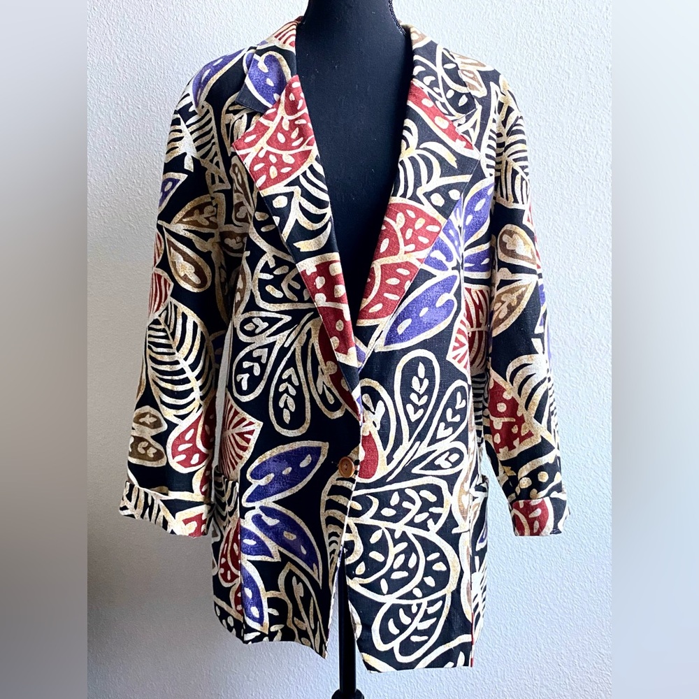 Vintage Patterned Blazer Jacket - image 3